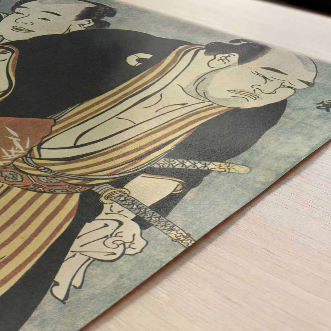 The Wrestler Tanikaze and Pupil Taki-no-oto (c.1796) by Katsukawa Shunei – Art Print - Close-up detail of the art print