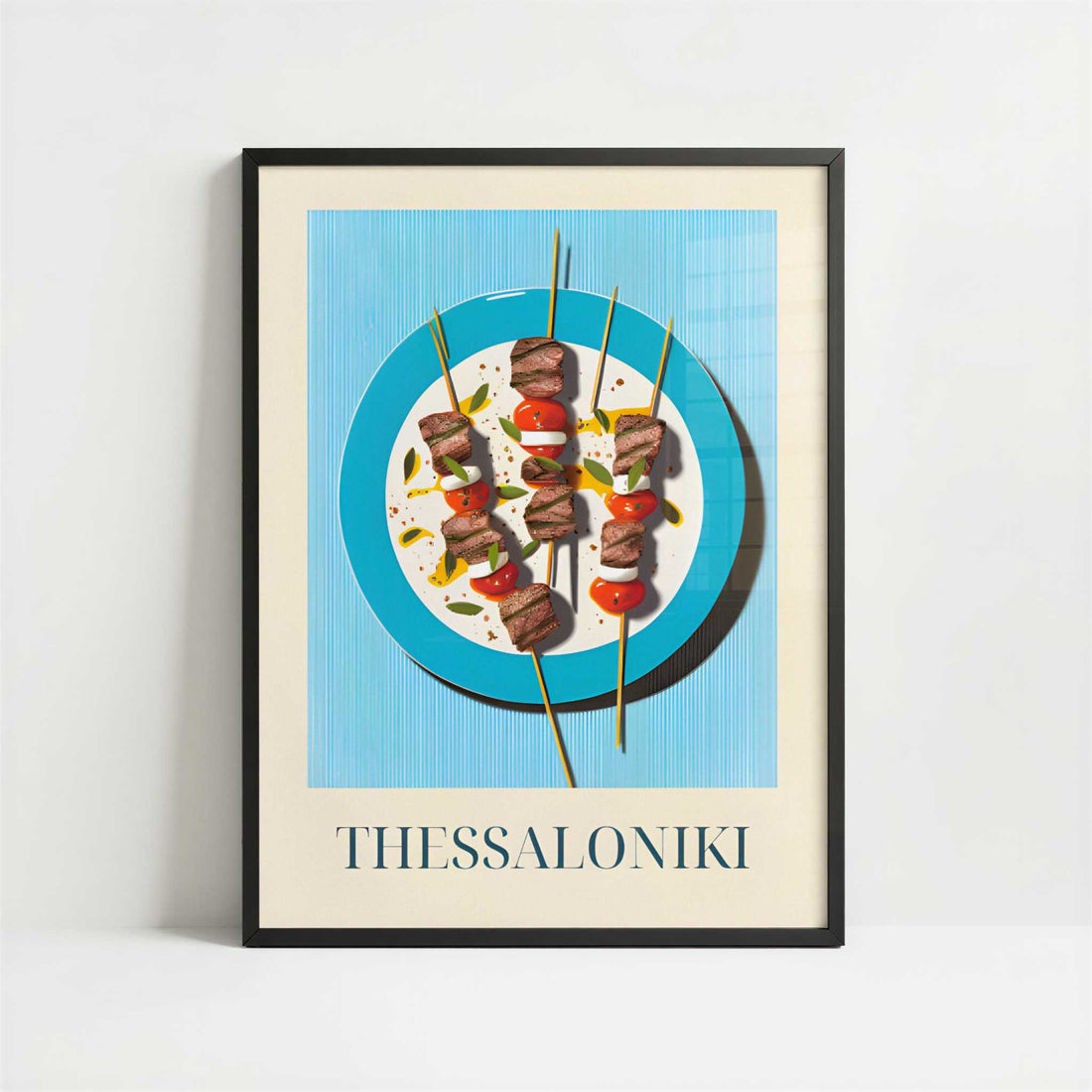 Souvlaki from Thessaloniki, Greece - Art Print - Art print in black frame