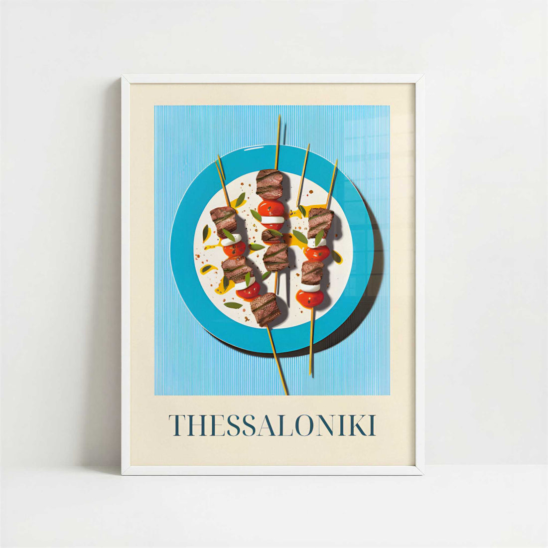 Souvlaki from Thessaloniki, Greece - Art Print - Art print in white frame