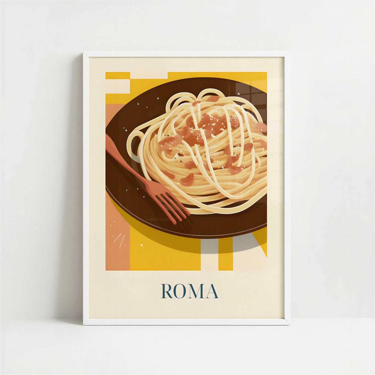 Spaghetti from Rome, Italy - Art Print - Art print in white frame