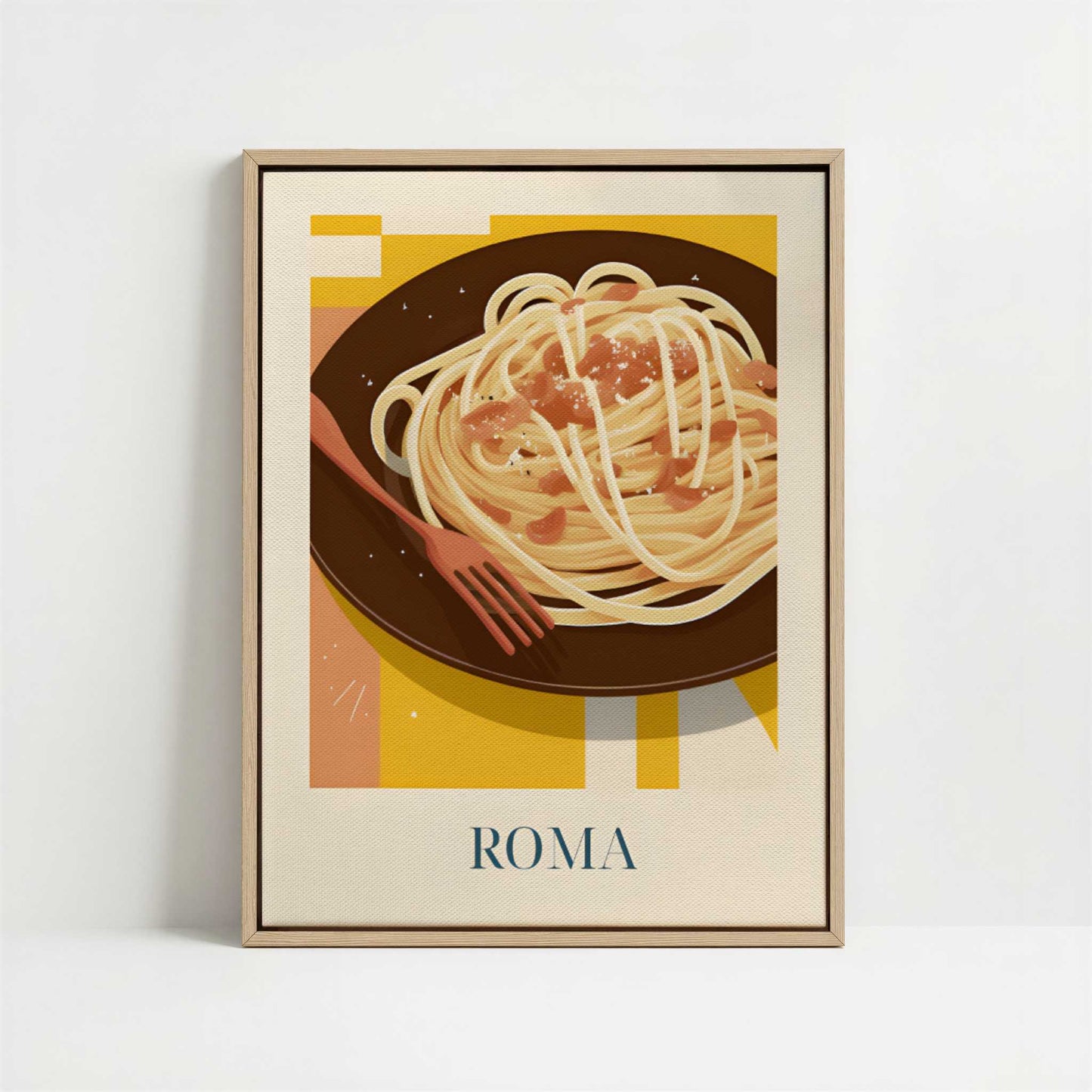 Framed Canvas - Framed canvas in oak color frame