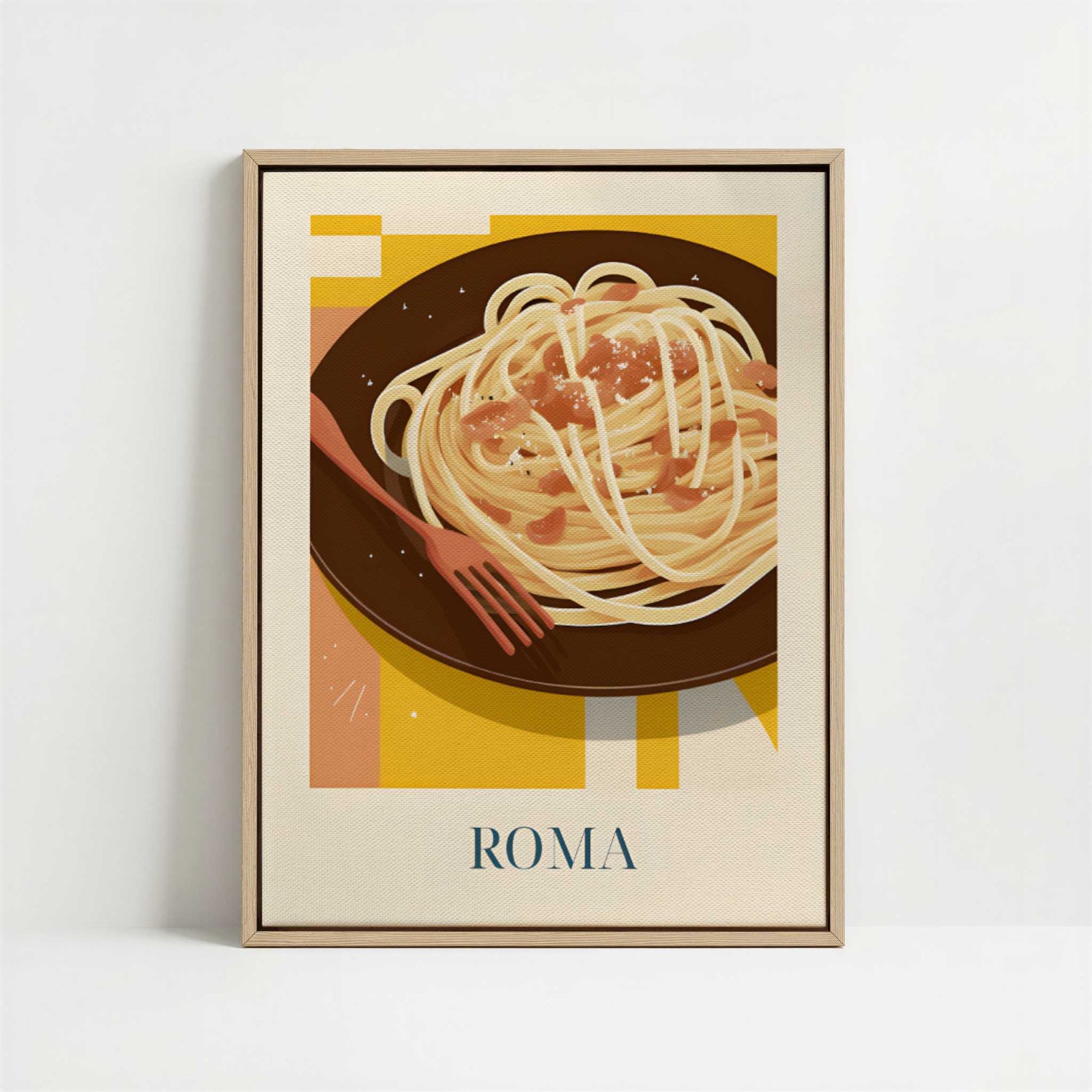 Framed Canvas - Framed canvas in oak color frame