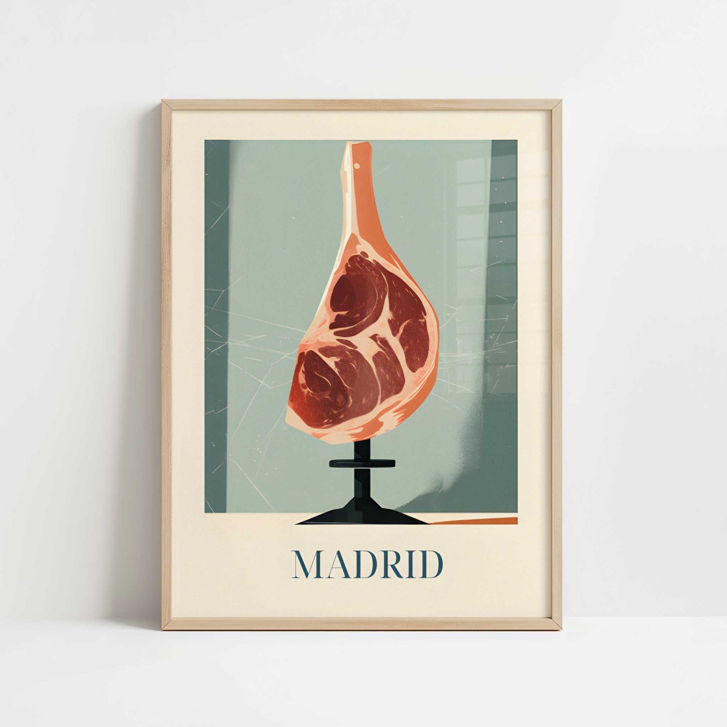 Ham from Madrid, Spain - Art Print - Art print in oak frame