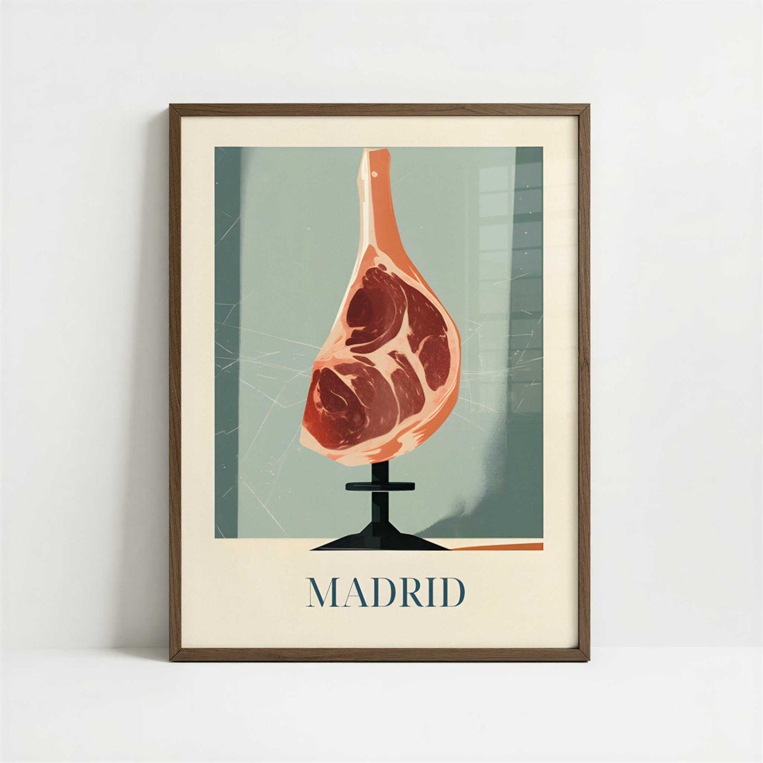 Ham from Madrid, Spain - Art Print - Art print in dark wood frame