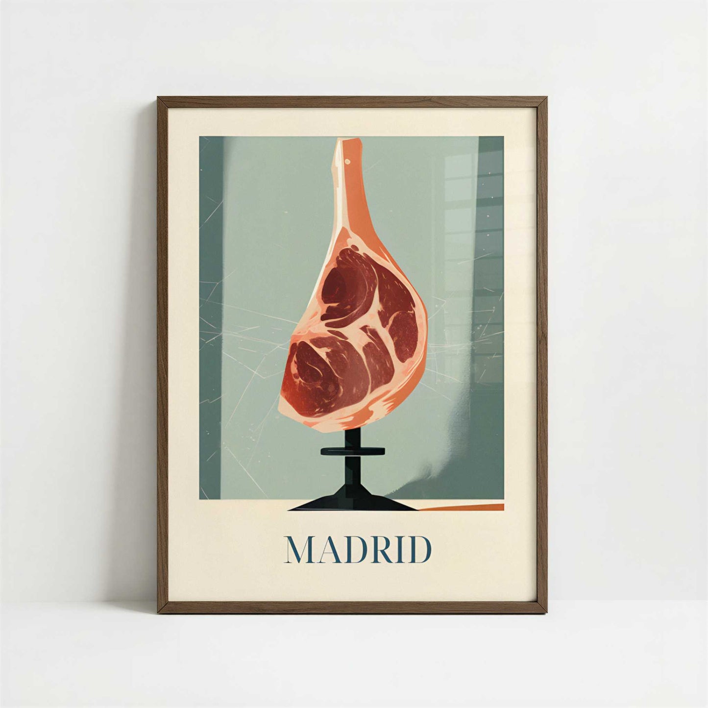 Ham from Madrid, Spain - Art Print - Art print in dark wood frame