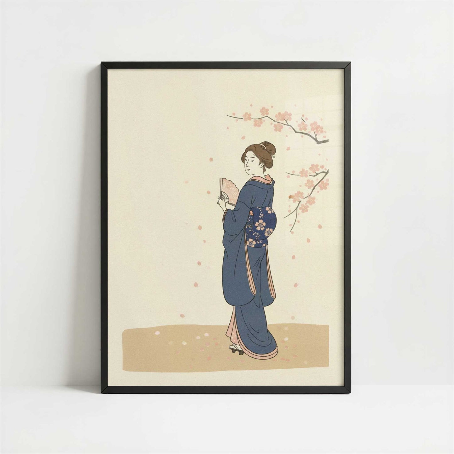 Spring Silence with a Japanese Woman - Art Print - Art print in black frame