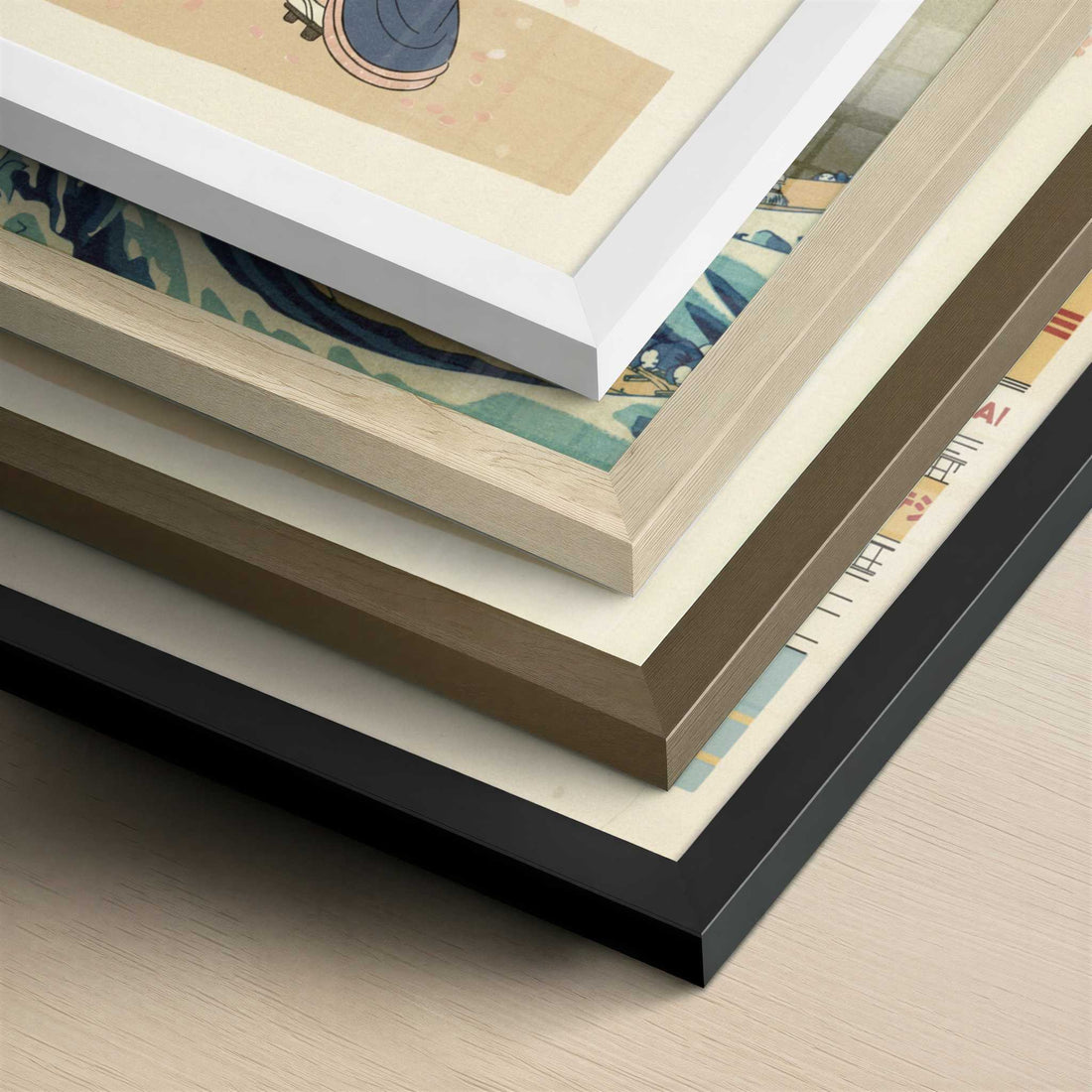 Spring Silence with a Japanese Woman - Art Print - Close-up detail of the different frames