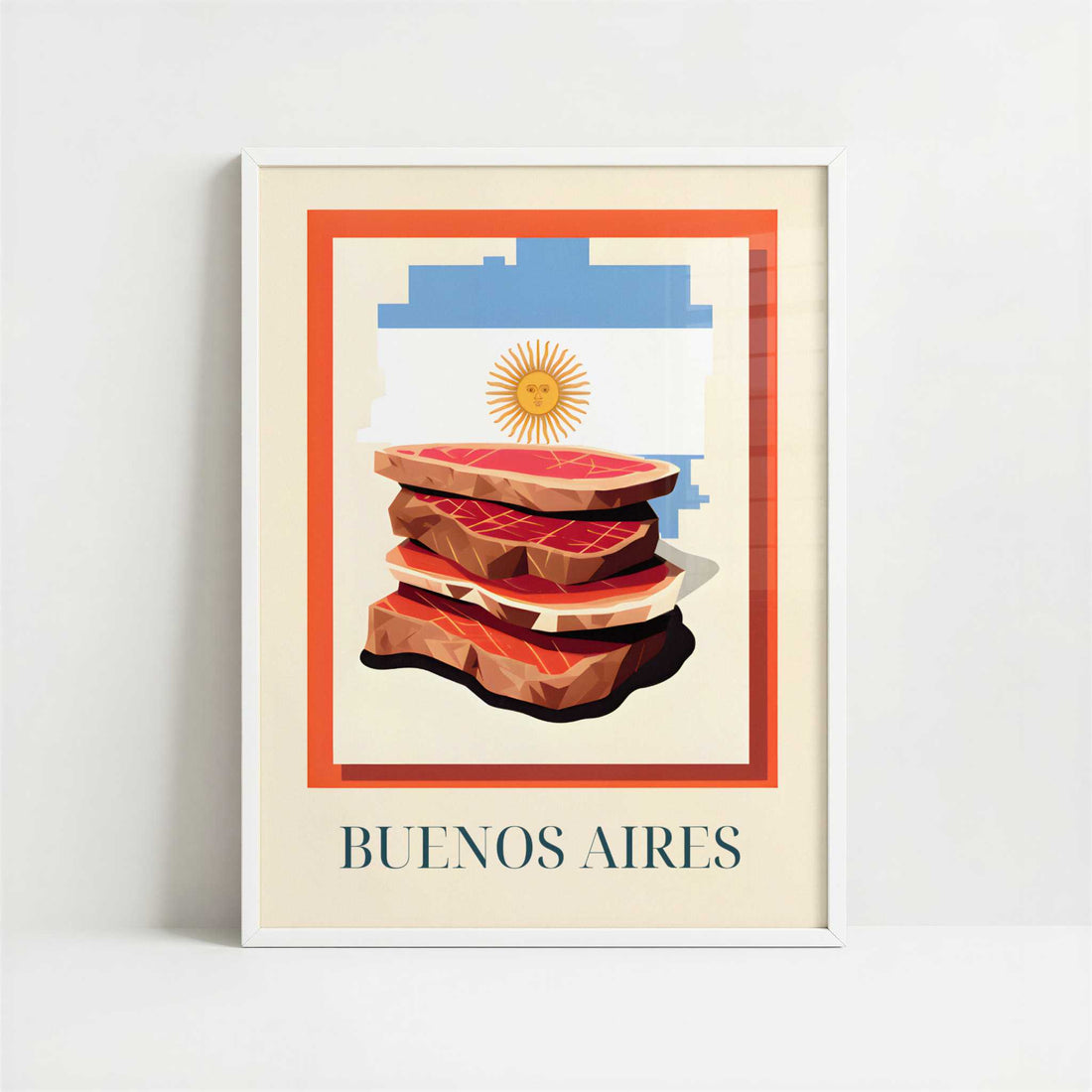 Steak from Buenos Aires, Argentina - Art Print - Art print in white frame