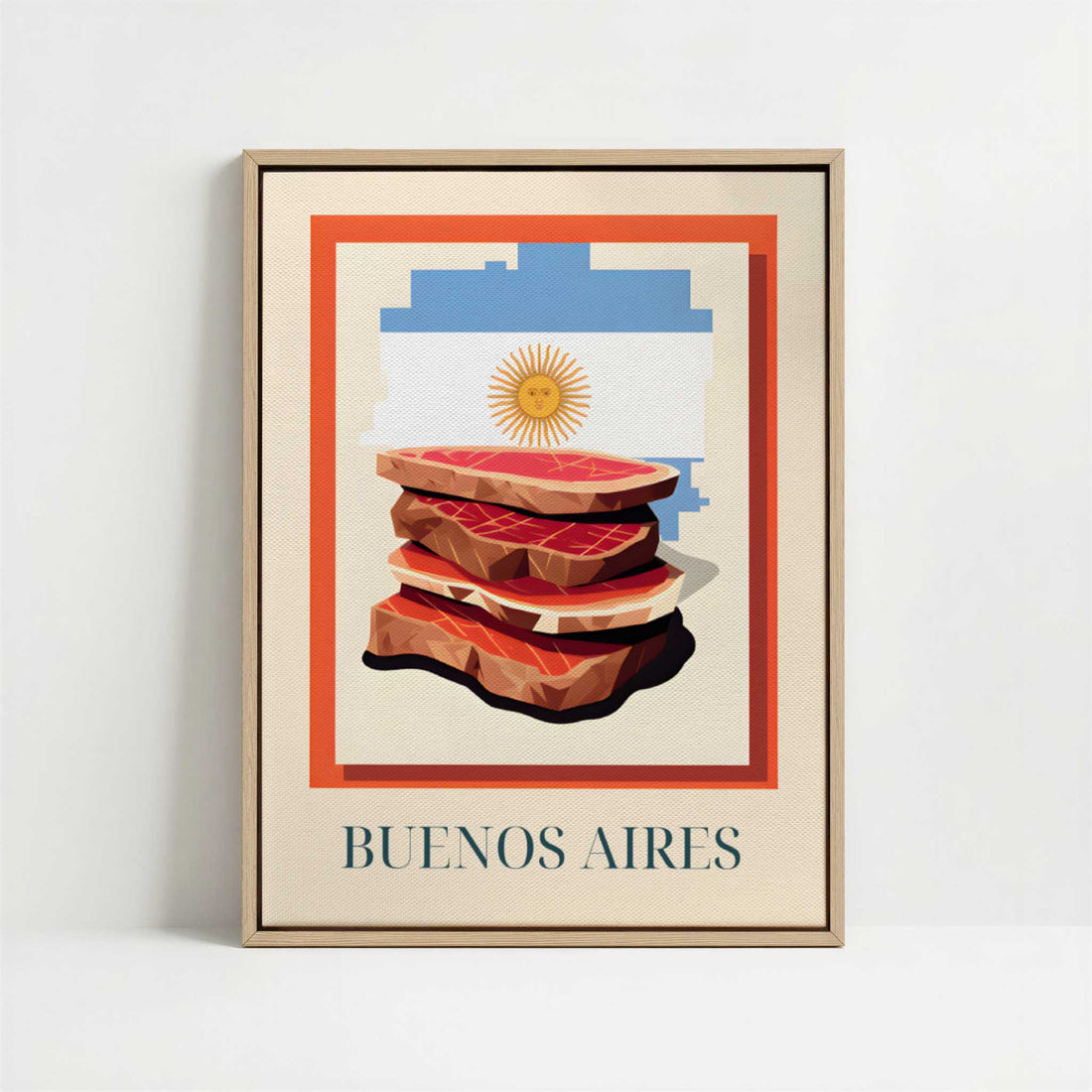Framed Canvas - Framed canvas in oak color frame