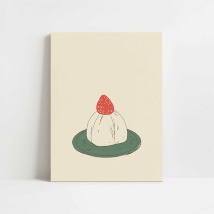 Strawberry Daifuku, Served Simply - Art Print - Unframed art print
