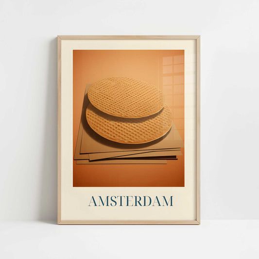 Stroopwafels from Amsterdam, the Netherlands - Art Print - Art print in oak frame