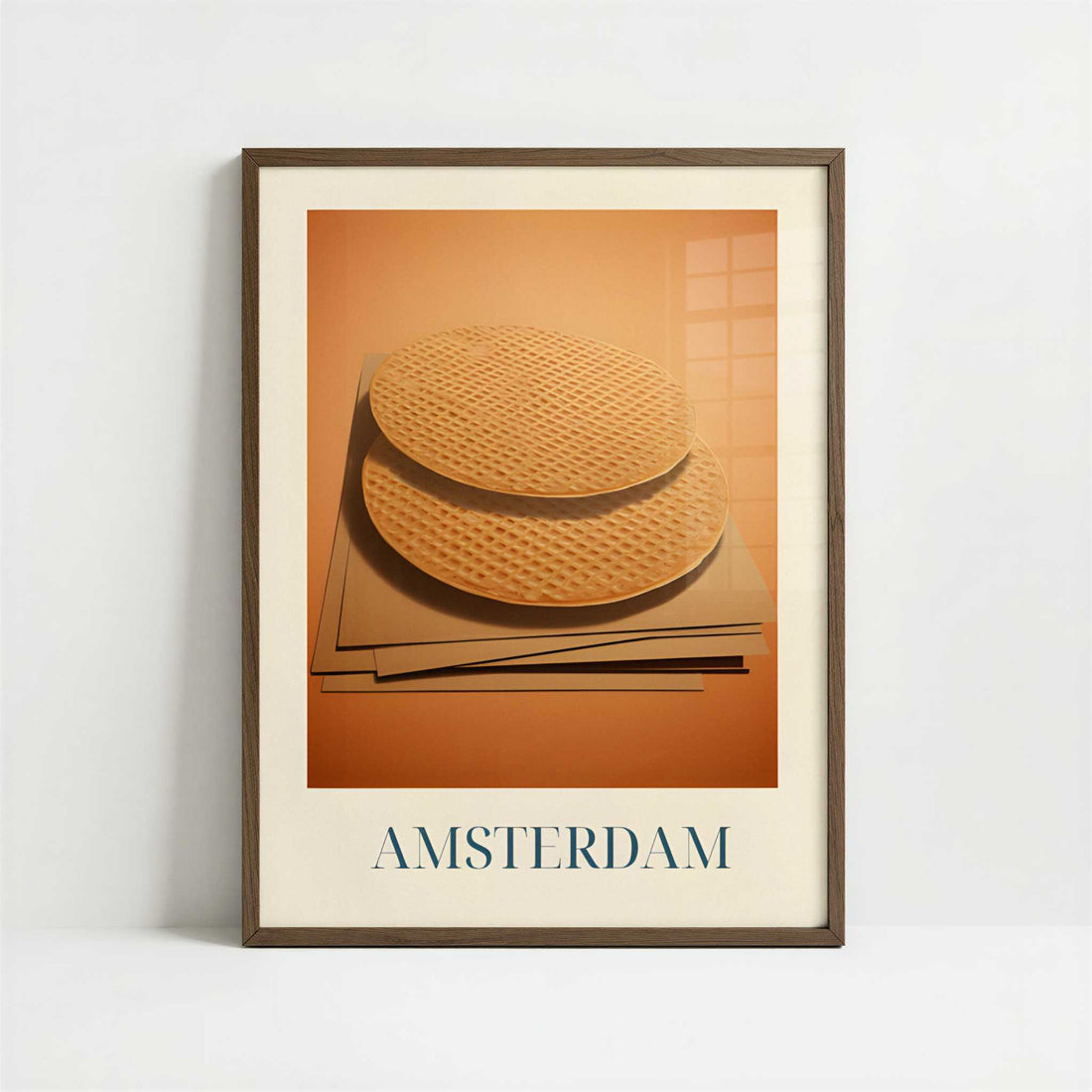 Stroopwafels from Amsterdam, the Netherlands - Art Print - Art print in dark wood frame