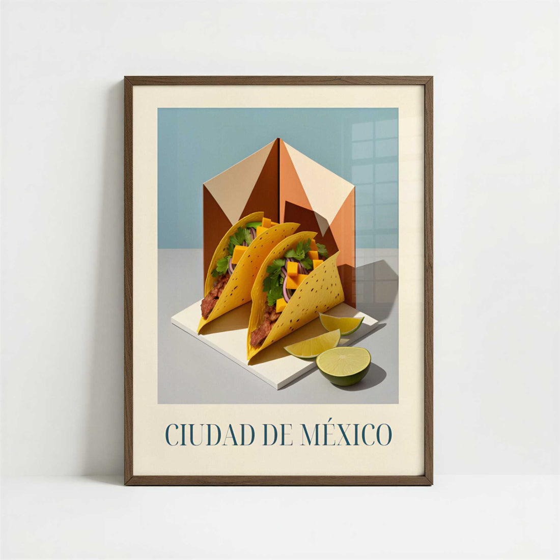 Tacos from Mexico City, Mexico - Art Print - Art print in dark wood frame