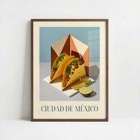 Tacos from Mexico City, Mexico - Art Print - Art print in dark wood frame