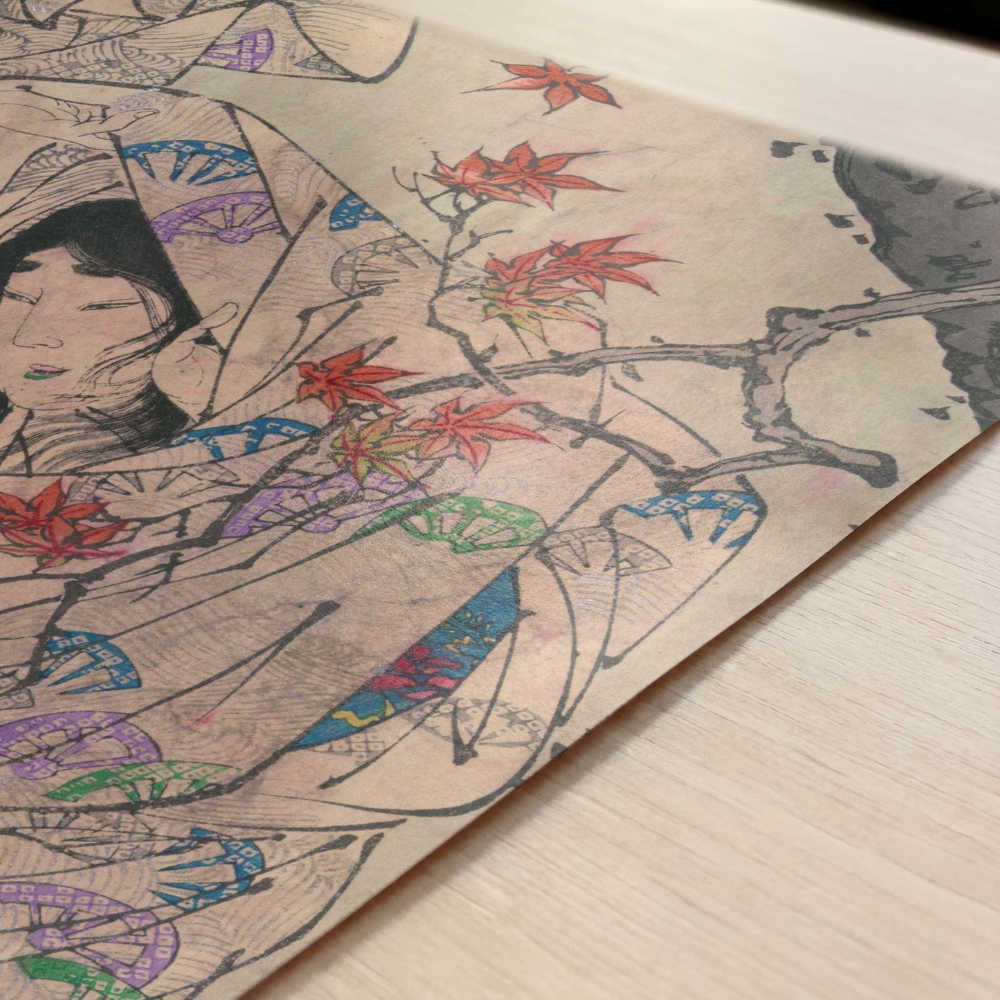 Autumn Moon over Sumiyoshi (1880s) by Taiso Yoshitoshi – Art Print - Close-up detail of the art print