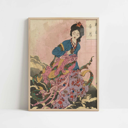 Joga Hongetsu (1880s) by Taiso Yoshitoshi – Art Print - Art print in oak frame