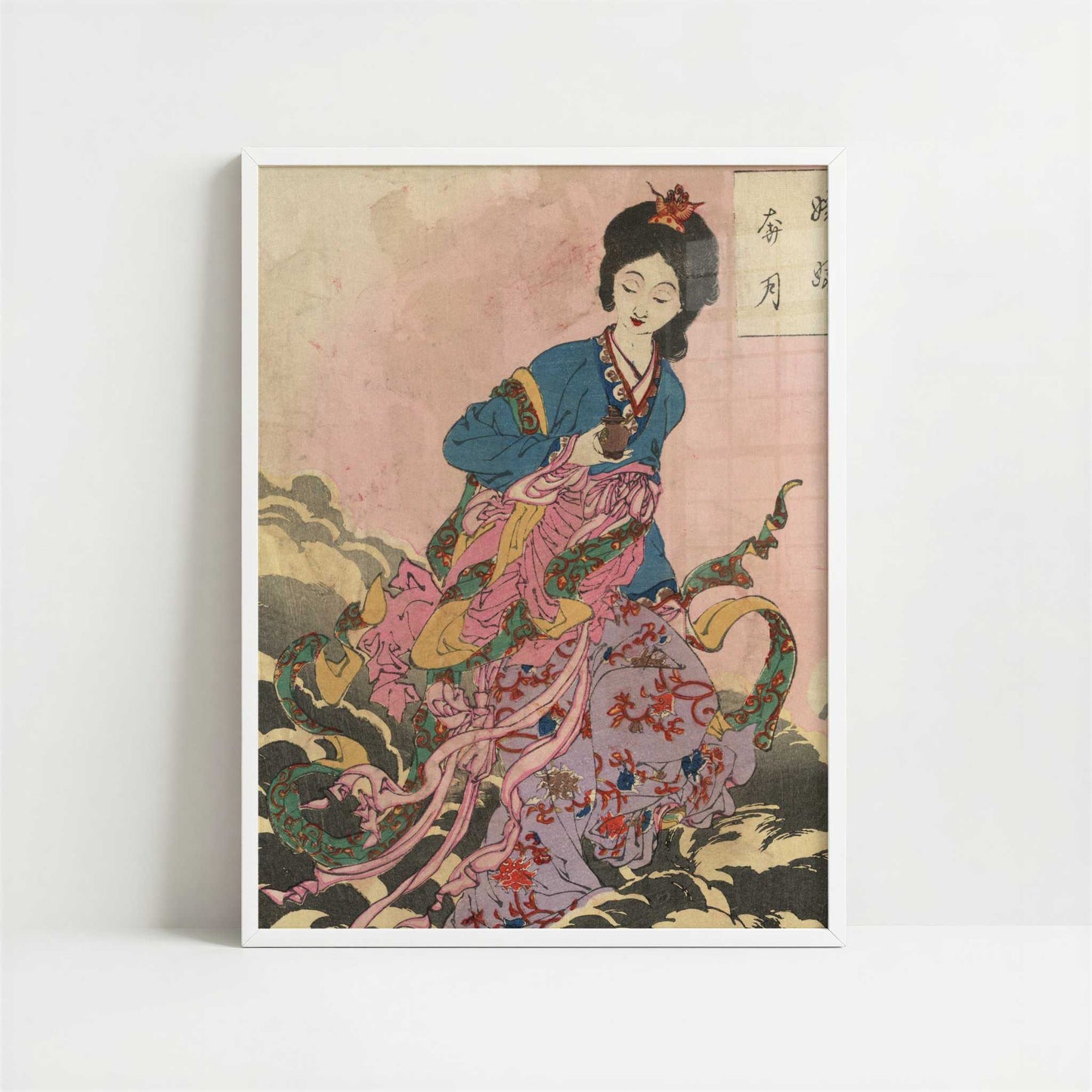 Joga Hongetsu (1880s) by Taiso Yoshitoshi – Art Print - Art print in white frame