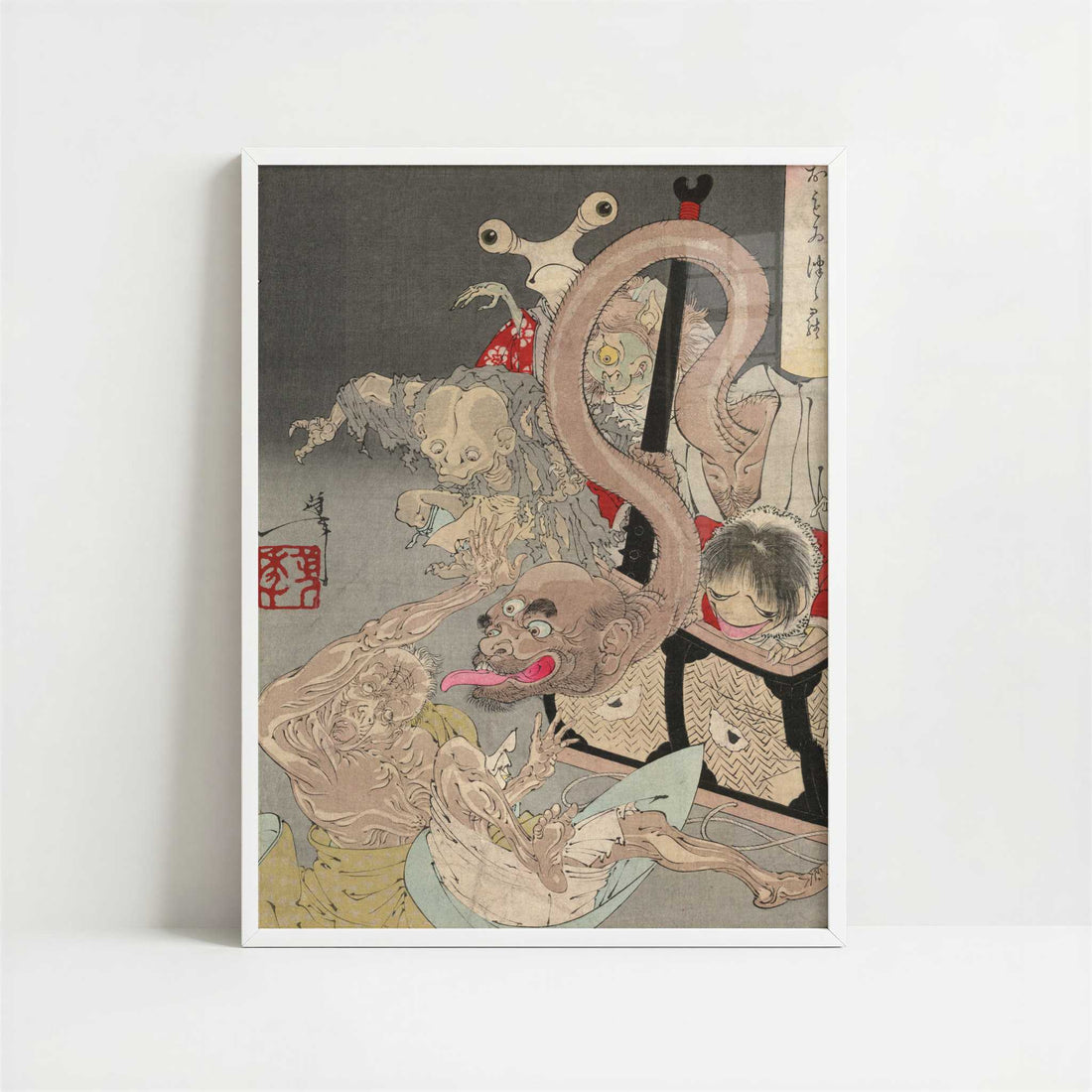 Pandora's Box (1880s) by Taiso Yoshitoshi – Art Print - Art print in white frame