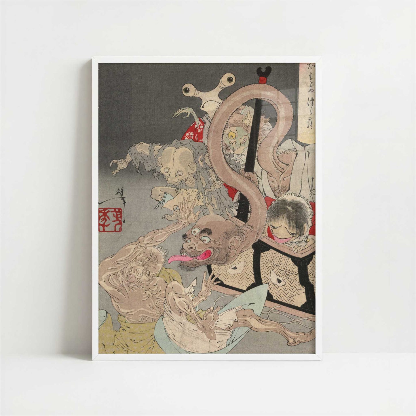 Pandora's Box (1880s) by Taiso Yoshitoshi – Art Print - Art print in white frame