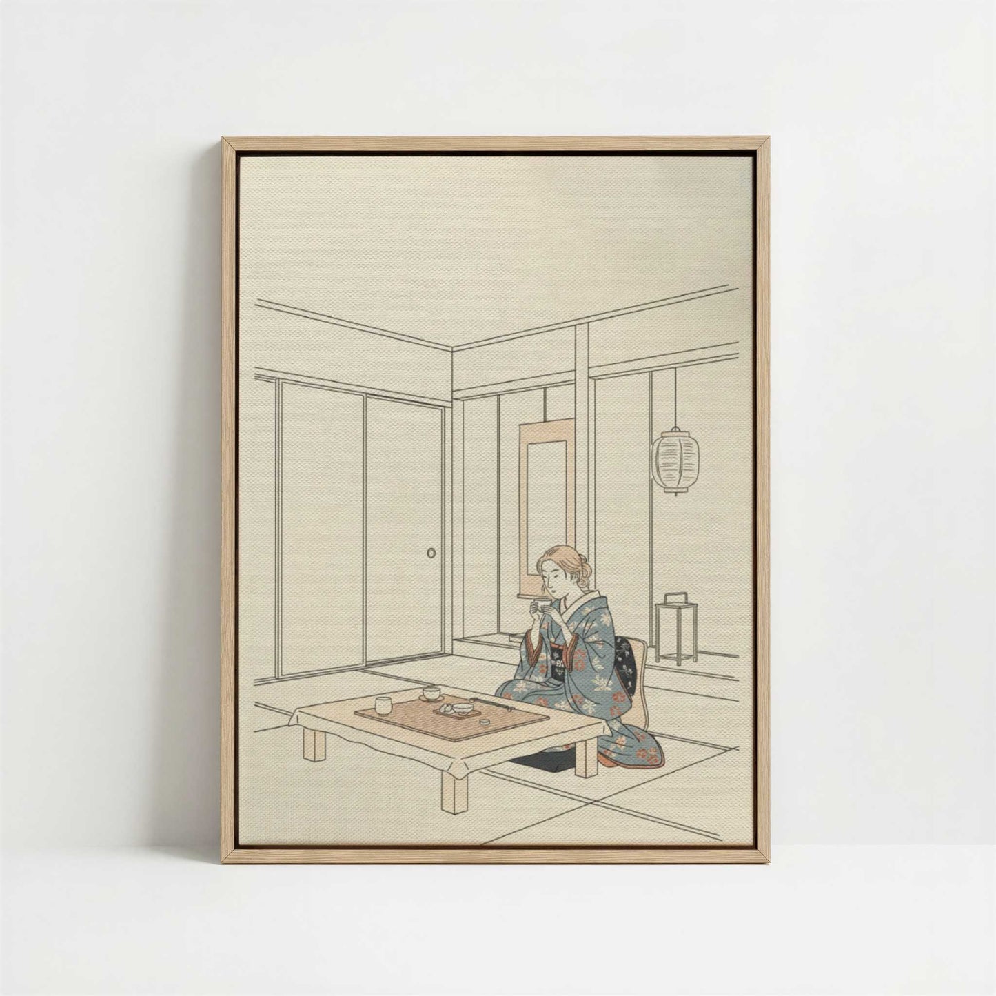 Framed Canvas - Framed canvas in oak color frame