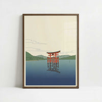 The Floating Gate of Miyajima - Art Print - Art print in dark wood frame
