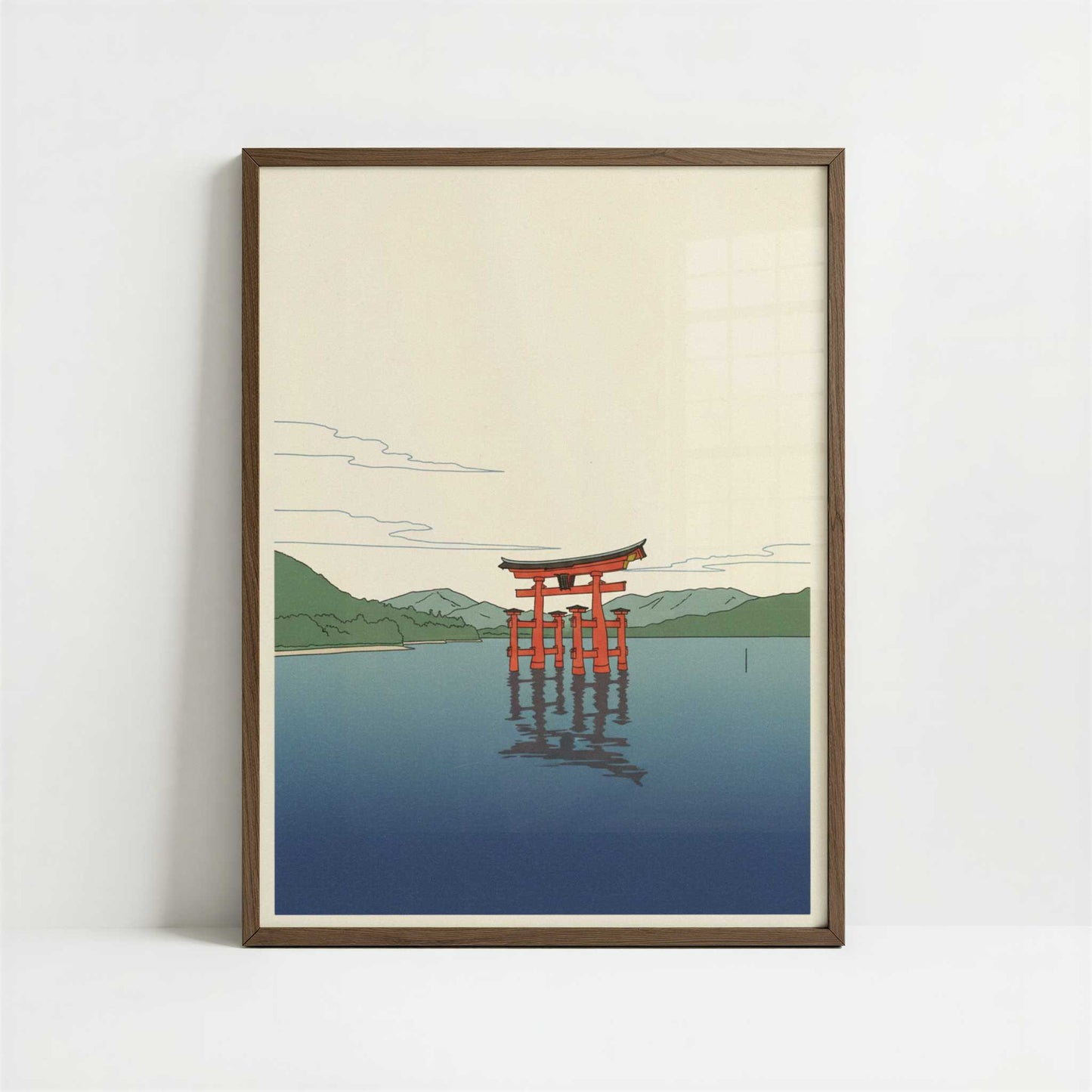 The Floating Gate of Miyajima - Art Print - Art print in dark wood frame