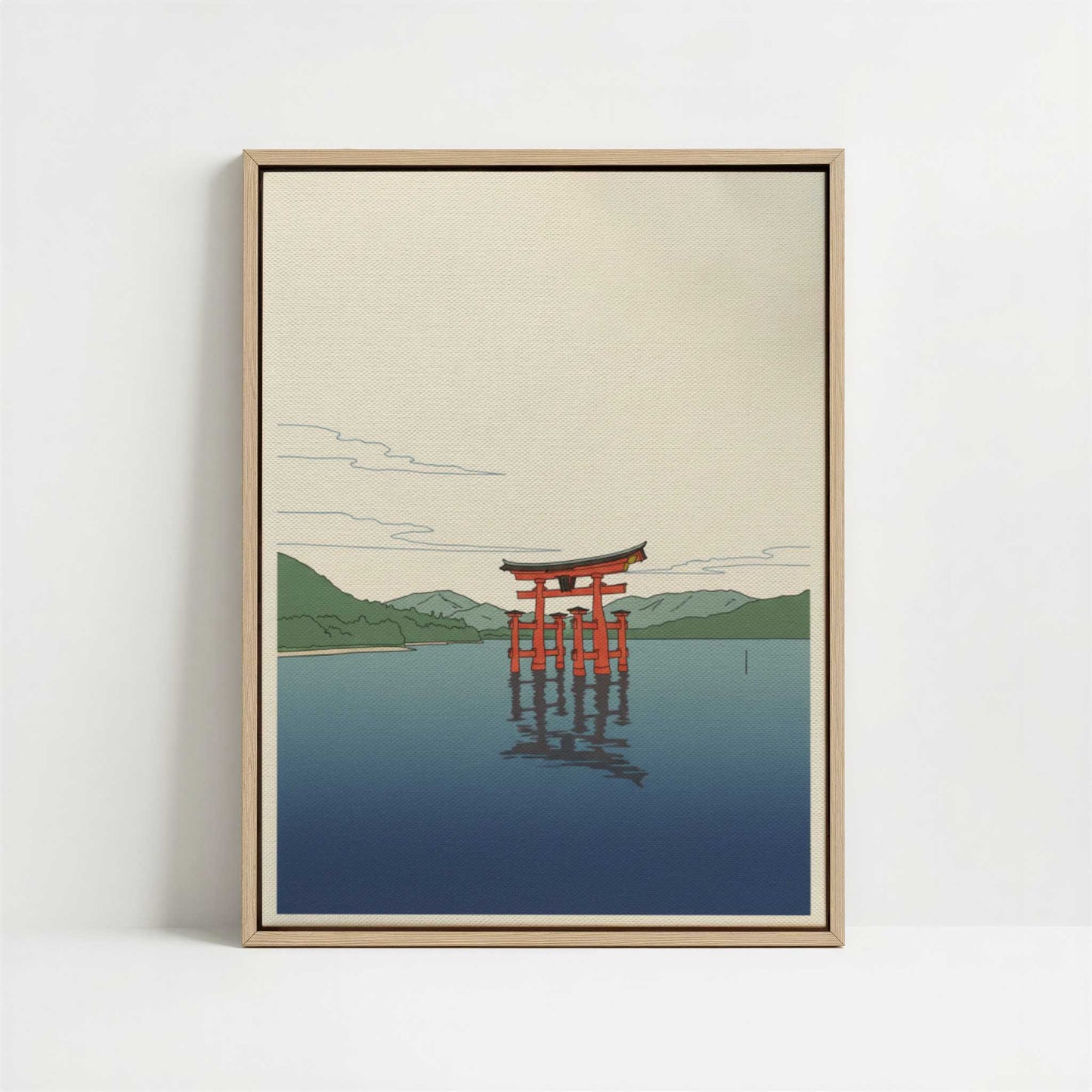 Framed Canvas - Framed canvas in oak color frame