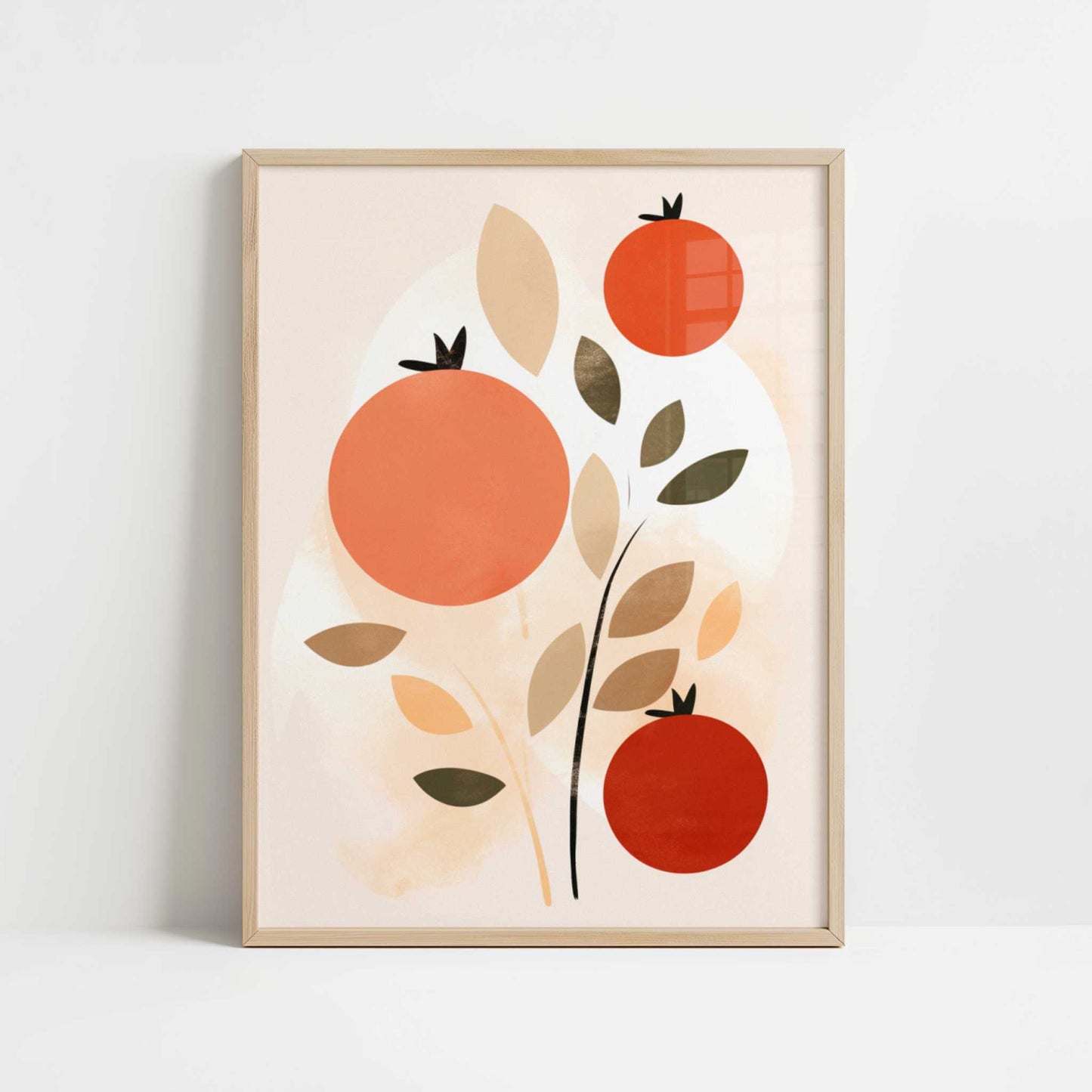Tomatoes in Bohemian Style - Art Print - Art print in oak frame