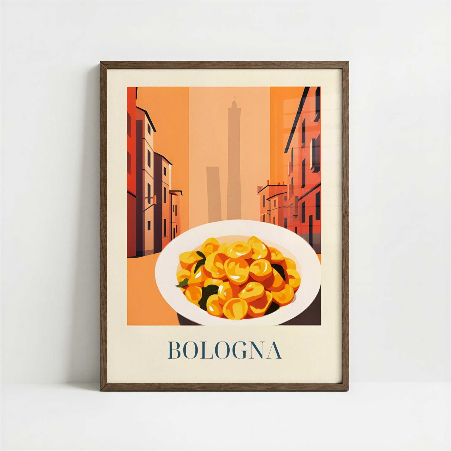 Tortellini from Bologna, Italy - Art Print - Art print in dark wood frame