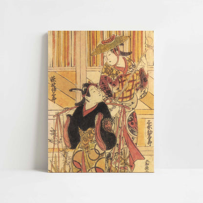 Actors as a Flower-Seller and Street Musician (1740s) by Toshinobu, Okumura – Art Print - Unframed art print