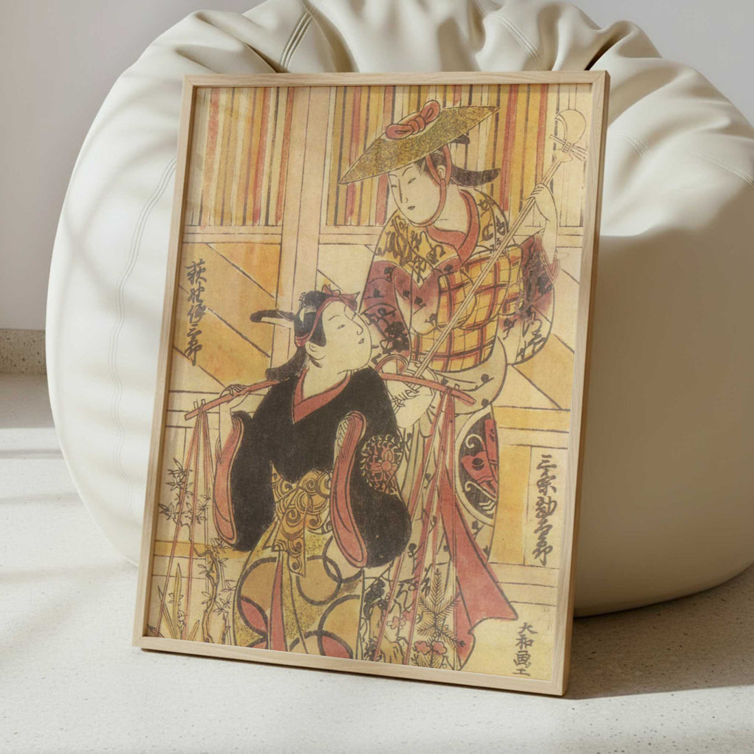 Actors as a Flower-Seller and Street Musician (1740s) by Toshinobu, Okumura – Art Print - Interior inspiration