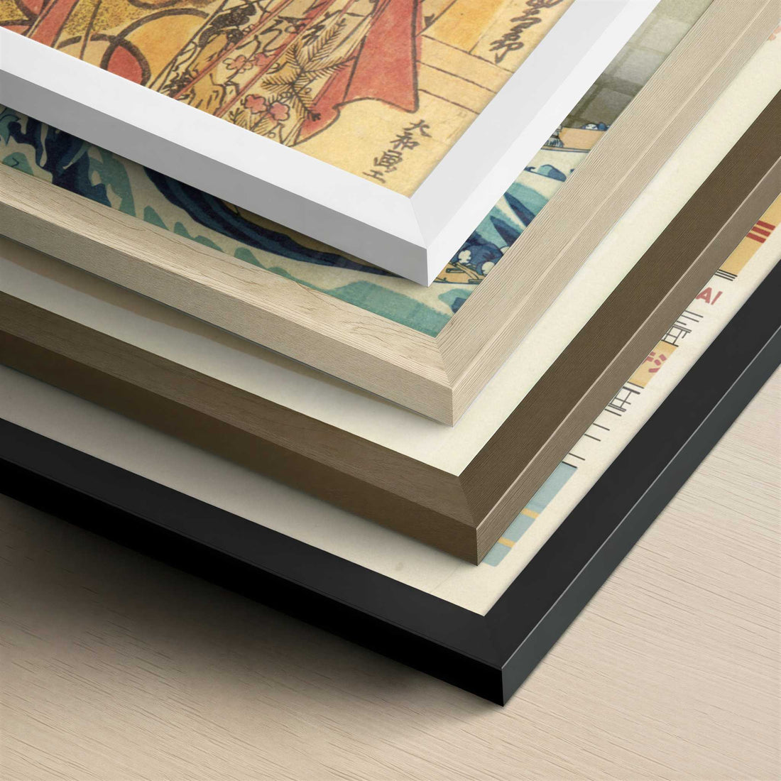 Actors as a Flower-Seller and Street Musician (1740s) by Toshinobu, Okumura – Art Print - Close-up detail of the different frames