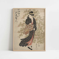 Geisha in Garden (c.1800) by Toyokuni, Utagawa – Art Print - Art print in oak frame