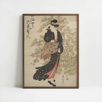 Geisha in Garden (c.1800) by Toyokuni, Utagawa – Art Print - Art print in dark wood frame