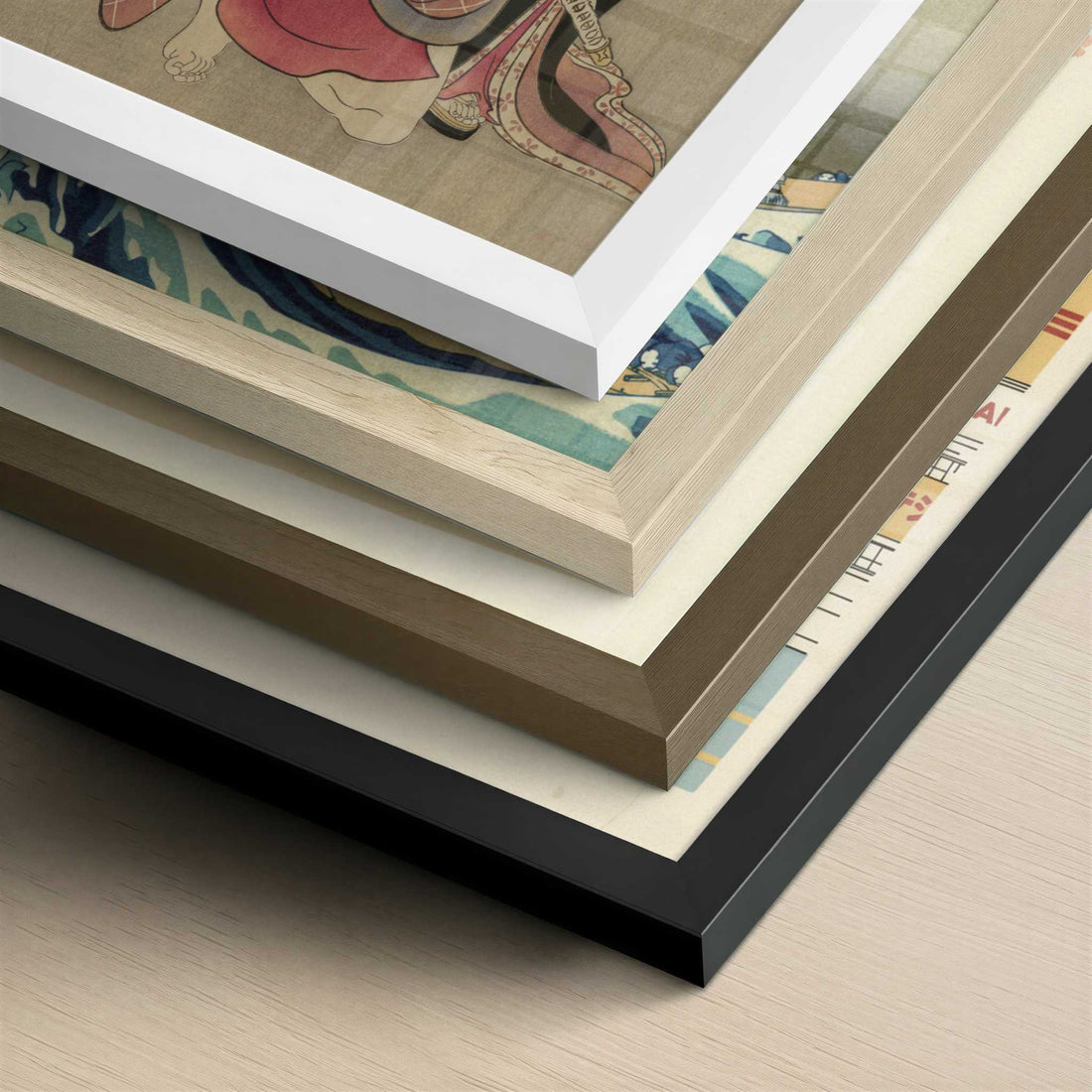 Tachibana-ya and Omi-ya (c.1795) by Utagawa Toyokuni – Art Print - Close-up detail of the different frames