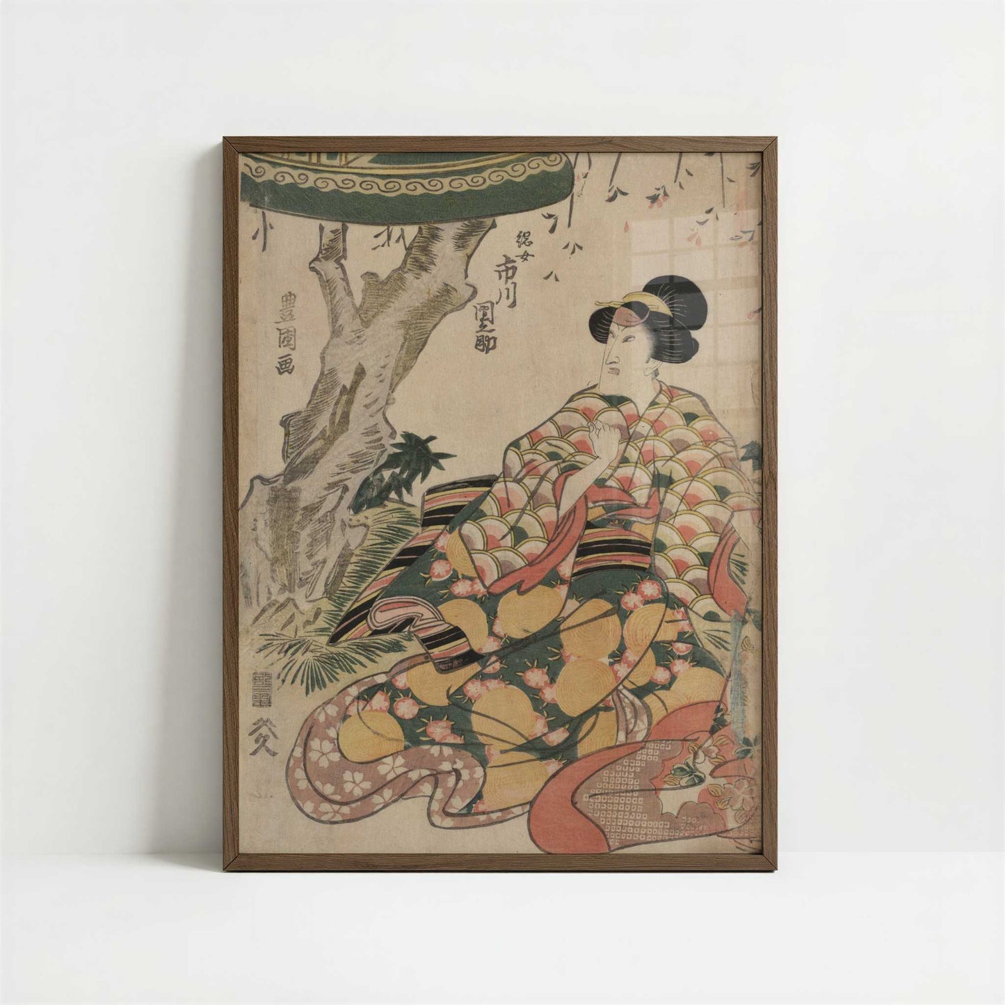 The Actor Ichikawa Dannosuke in the Role of Tsunajo (c.1809–1813) by Utagawa Toyokuni – Art Print - Art print in dark wood frame