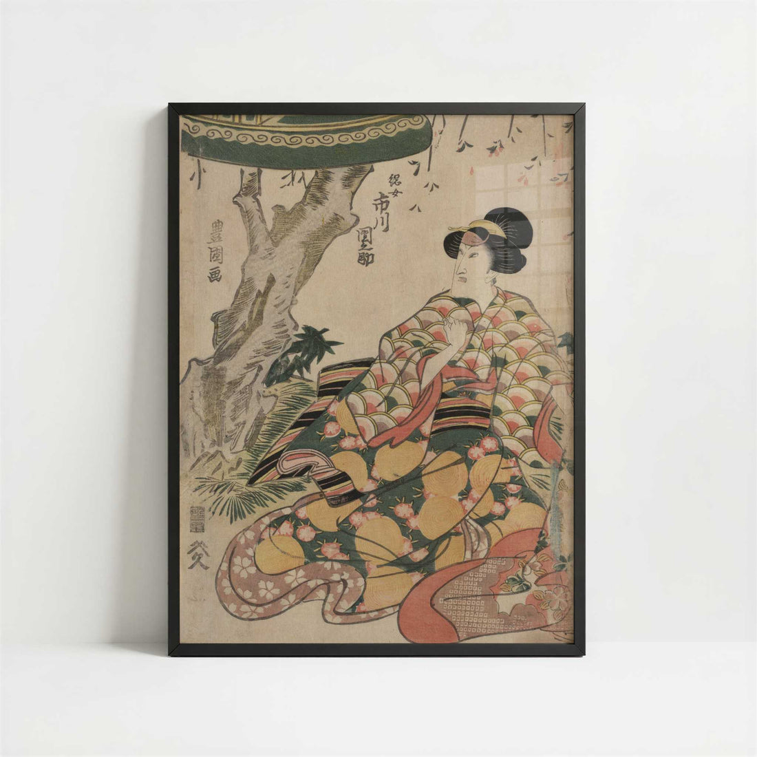 The Actor Ichikawa Dannosuke in the Role of Tsunajo (c.1809–1813) by Utagawa Toyokuni – Art Print - Art print in black frame