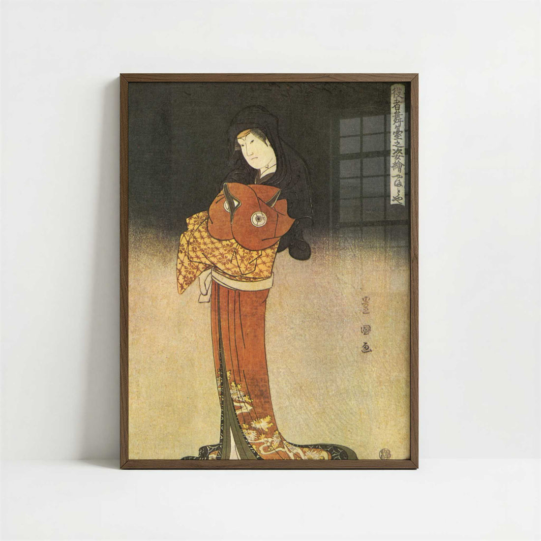 The Actor Iwai Hanshiro in a Female Role (1795) by Utagawa Toyokuni – Art Print - Art print in dark wood frame