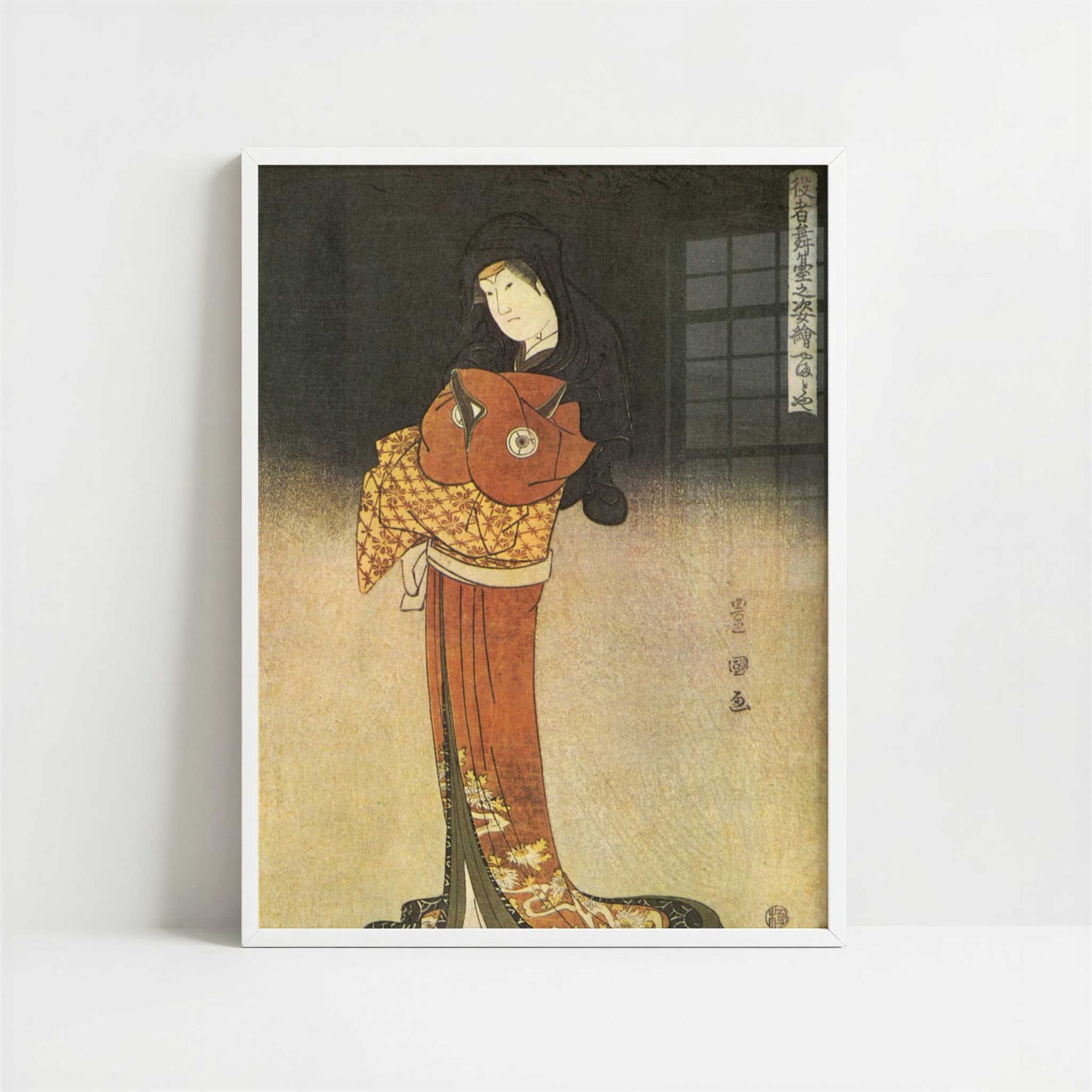 The Actor Iwai Hanshiro in a Female Role (1795) by Utagawa Toyokuni – Art Print - Art print in white frame