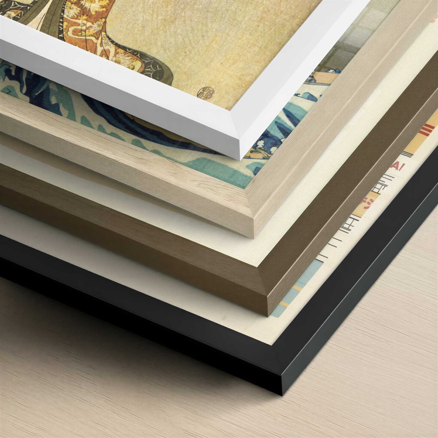 The Actor Iwai Hanshiro in a Female Role (1795) by Utagawa Toyokuni – Art Print - Close-up detail of the different frames