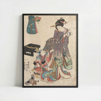 New Year's (c.1845) by Utagawa Toyokuni – Art Print - Art print in black frame