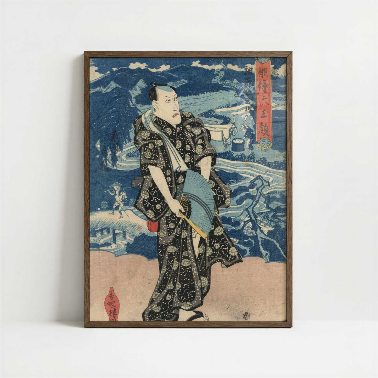 The Actor Naritaya Hakuen (c.1830) by Utagawa Toyokuni – Art Print - Art print in dark wood frame