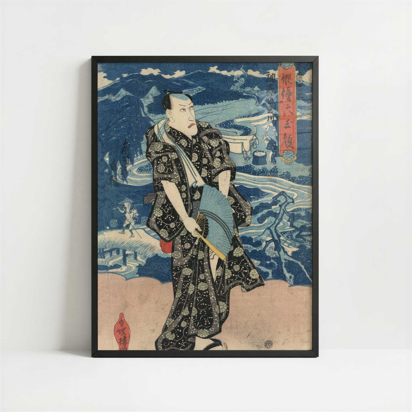 The Actor Naritaya Hakuen (c.1830) by Utagawa Toyokuni – Art Print - Art print in black frame