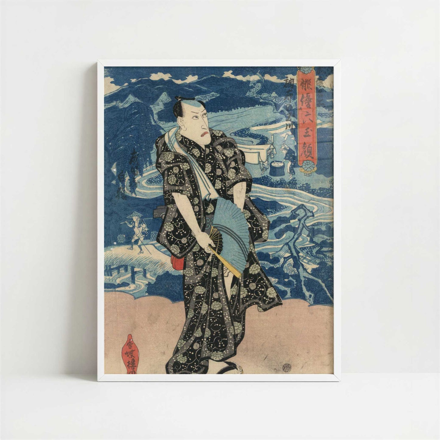 The Actor Naritaya Hakuen (c.1830) by Utagawa Toyokuni – Art Print - Art print in white frame