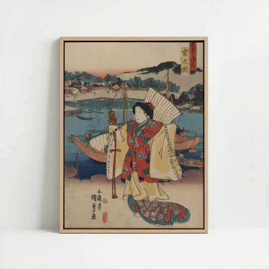 Framed Canvas - Framed canvas in oak color frame