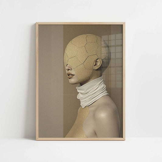 Unbiased Eyes – The Veil of Truth – Art Print - Art print in oak frame