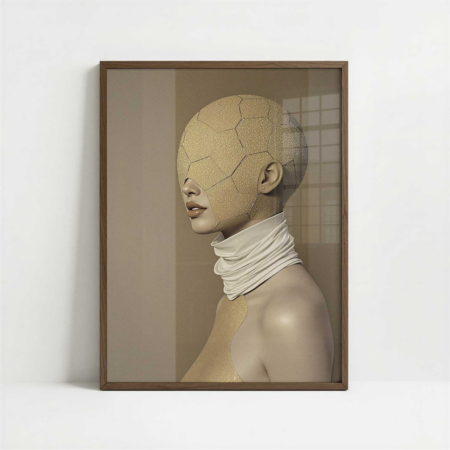 Unbiased Eyes – The Veil of Truth – Art Print - Art print in dark wood frame