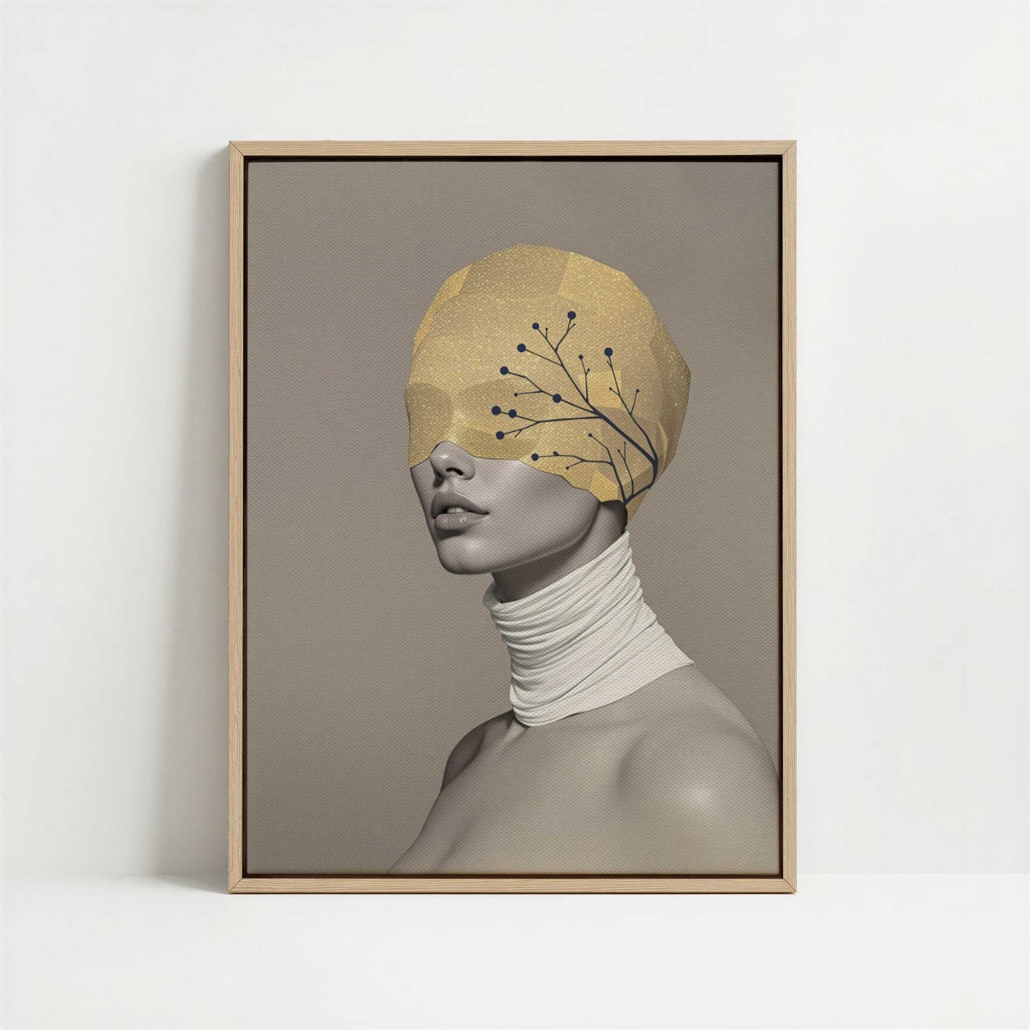 Framed Canvas - Framed canvas in oak color frame