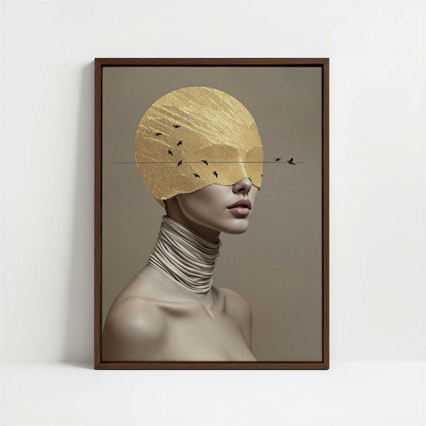 Framed Canvas - Framed canvas in dark wood color frame