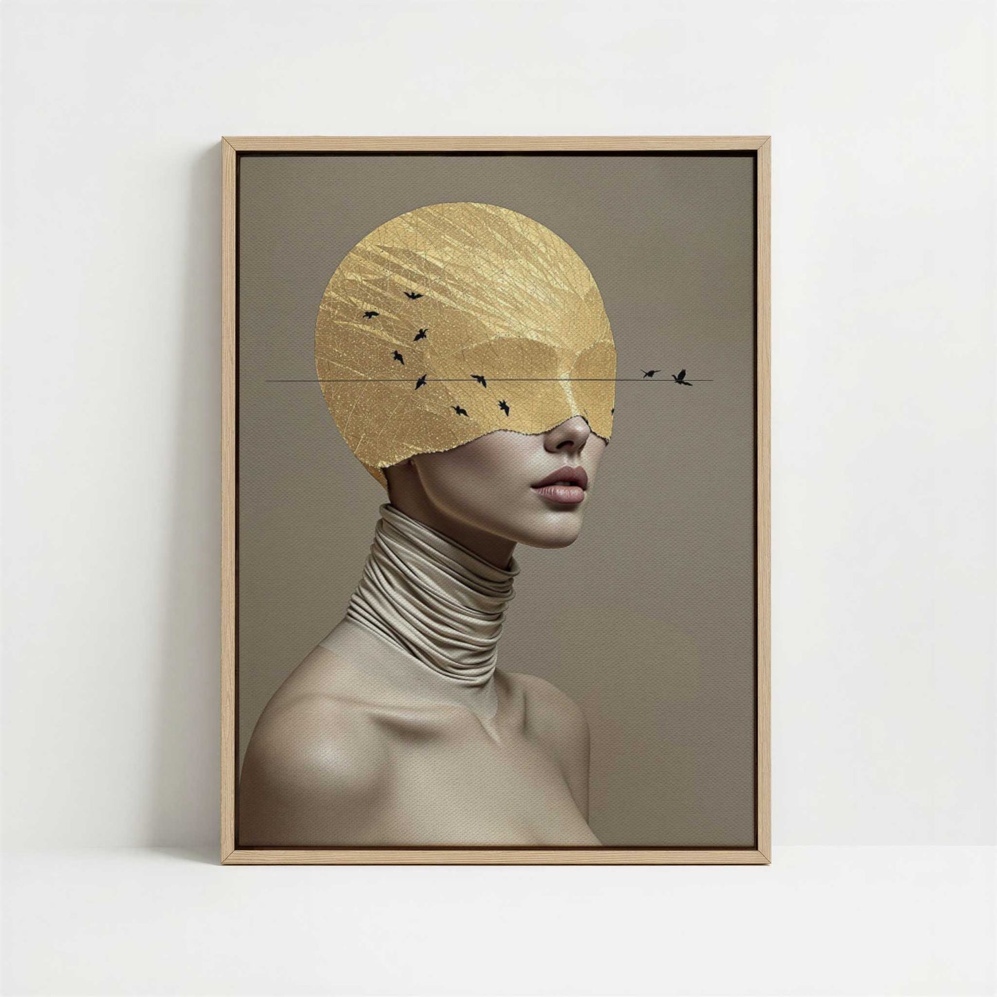 Framed Canvas - Framed canvas in oak color frame